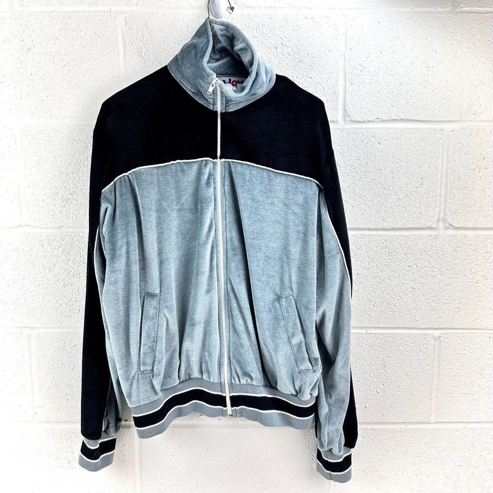 Vintage Jog Joy Velour Stripe Color Block Workout Jogging Jacket Men’s Sz L